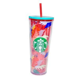 Starbucks Hibiscus Leaf Red Acrylic Cold Cup Tumbler 24 oz Venti 2020 New